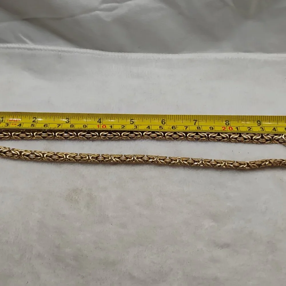 Vintage Silver Byzantine Large Necklace Italy .925 Sterling 20" Gold Tone Chain - Picture 9 of 12